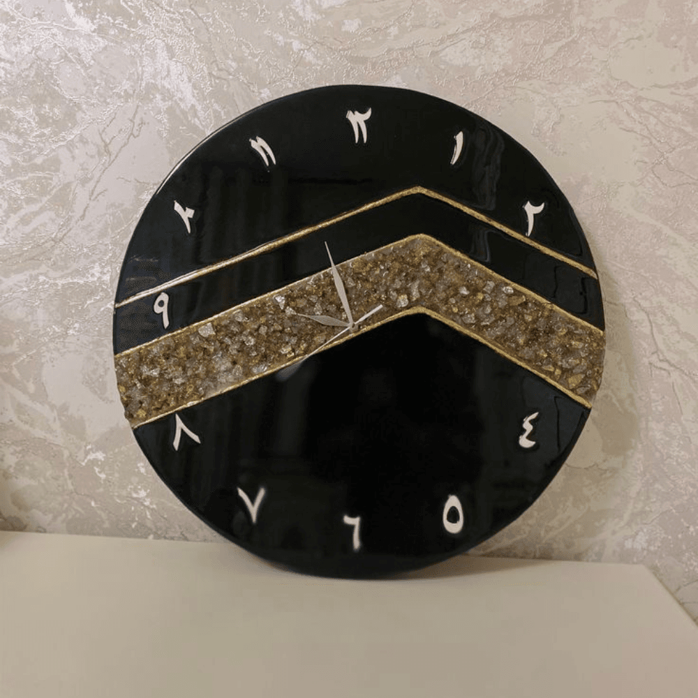 Islamic Kaaba Wall Clock | Premium Black & Gold Kaaba Design Clock — religious by Giftistan