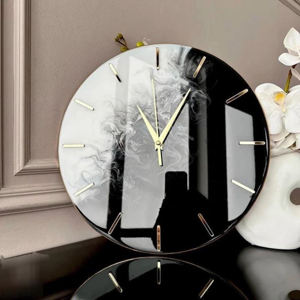Giftistan Smoke Art Wall Clock | 12x12 Inch | Black & White Yin Yang Design | Modern Home Decor — home by Giftistan