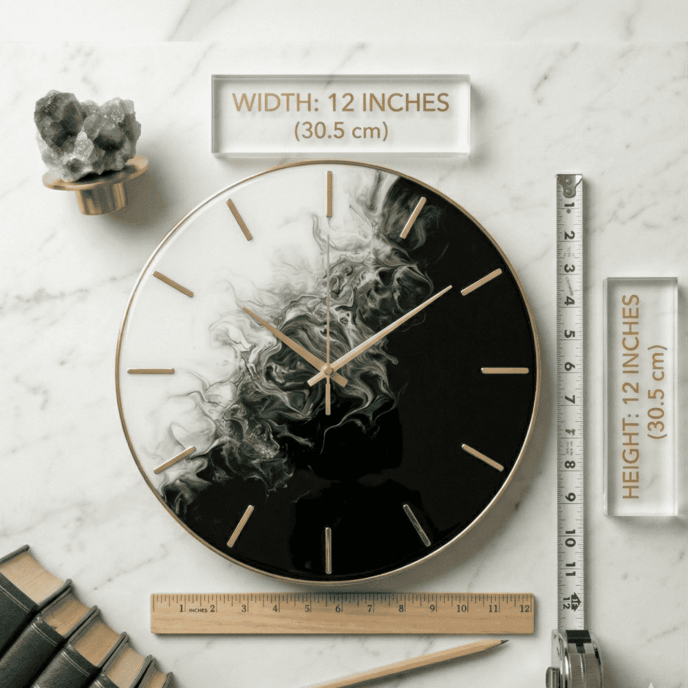 Giftistan Smoke Art Wall Clock | 12x12 Inch | Black & White Yin Yang Design | Modern Home Decor — view 2