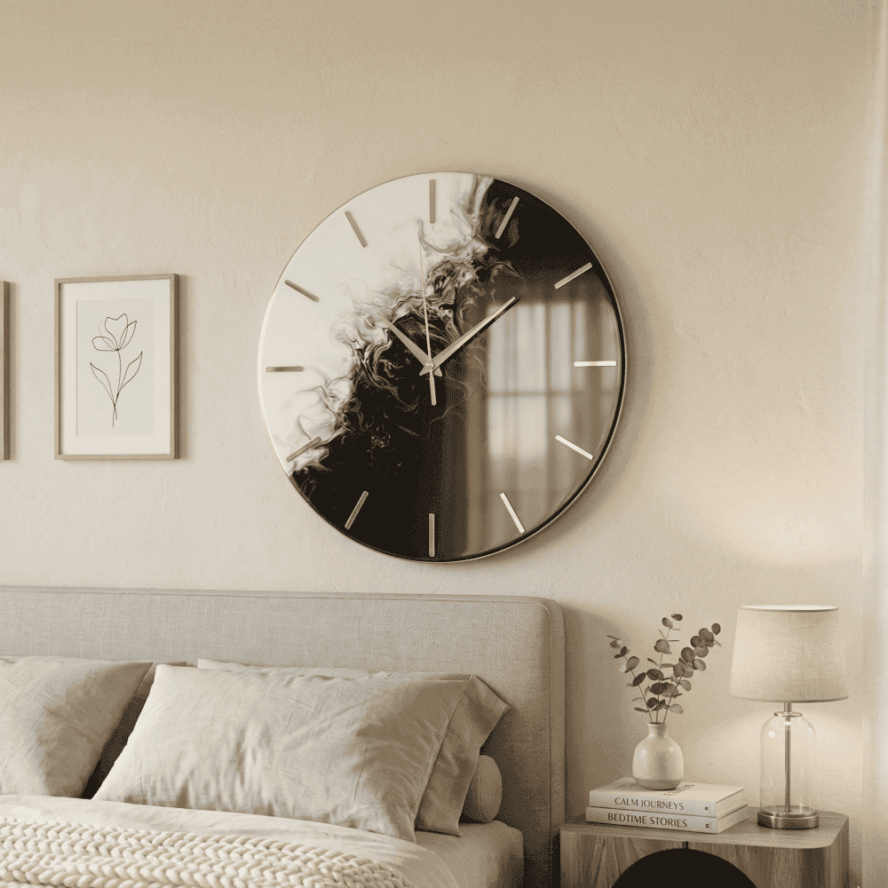 Giftistan Smoke Art Wall Clock | 12x12 Inch | Black & White Yin Yang Design | Modern Home Decor — view 4