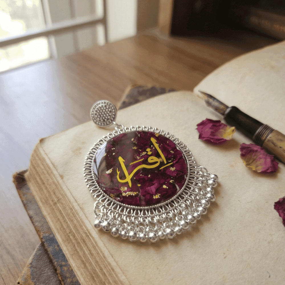 Customized Resin Earrings with Name & Rose | Rose Preservation — view 2