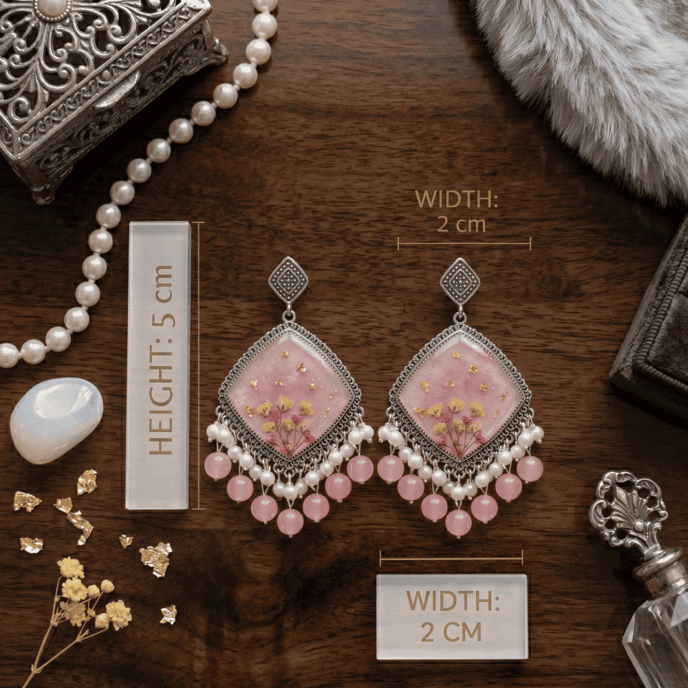 Handcrafted Pressed Daisy Bohemian Resin Earrings — view 4