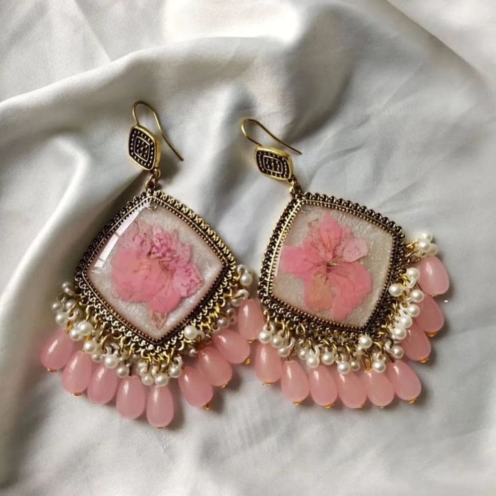 Handcrafted Pressed Daisy Bohemian Resin Earrings — jewellery by Giftistan