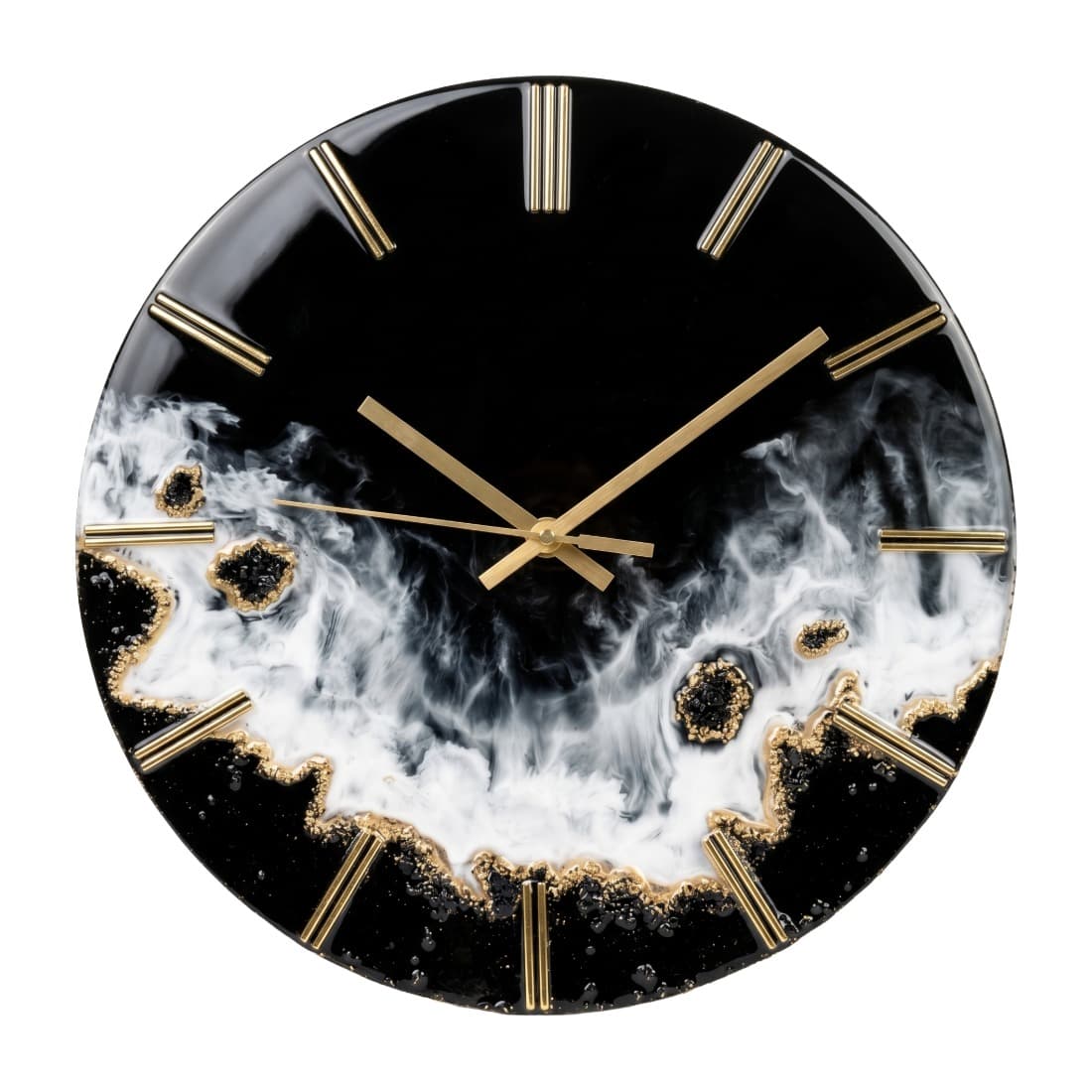 Premium Black Ocean Resin Clock with Minar Style Needle, Line Marker Numbers & Sweep Machine (no tik tik sound) — home by Giftistan