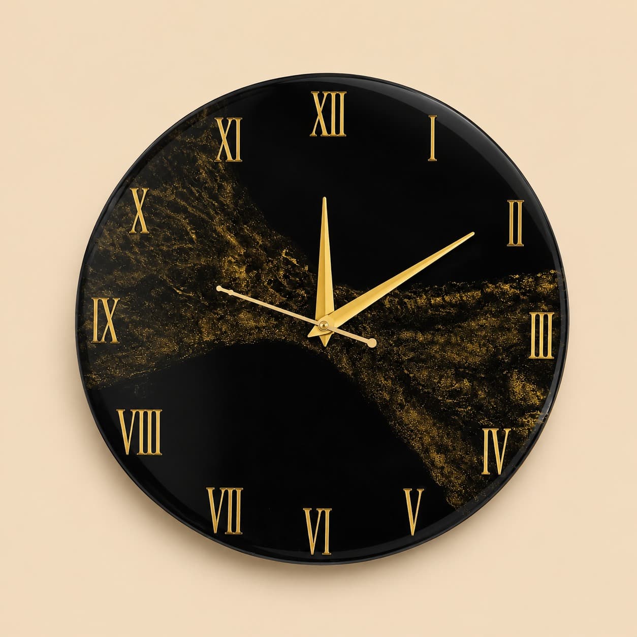 Black Marble Resin Wall Clock 12 Inch | Roman Numeral Home Decor | Unique Handcrafted Gift — home by Giftistan